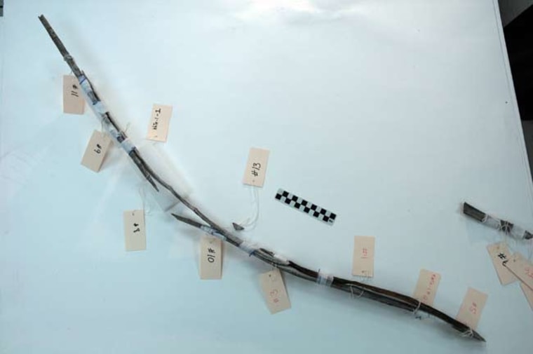 A 340-year-old bow reconstructed from several fragments found near melted patches of ice in the Mackenzie Mountains in the Northwest Territories of Canada. 